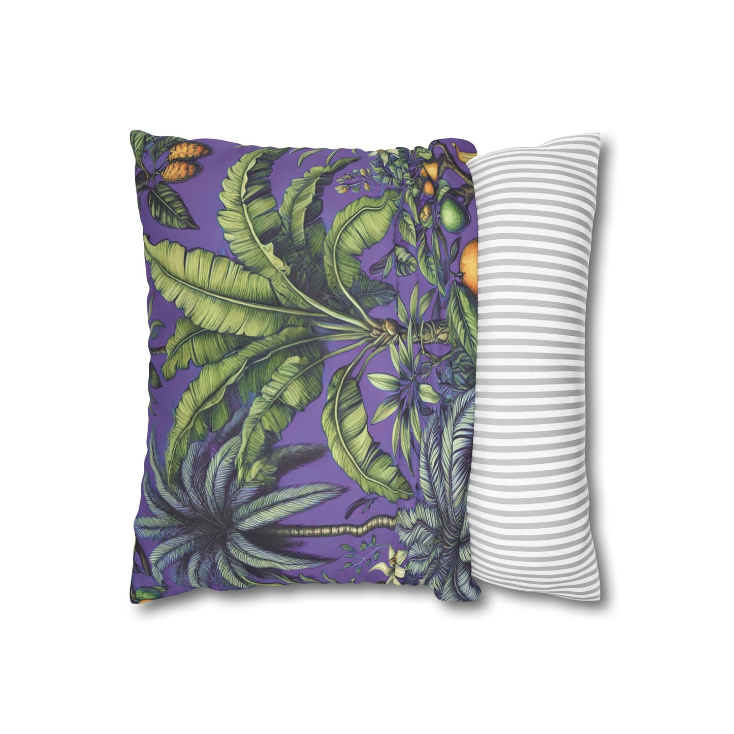 Faux Suede Square Pillowcase - Tropical Fruit, Purple