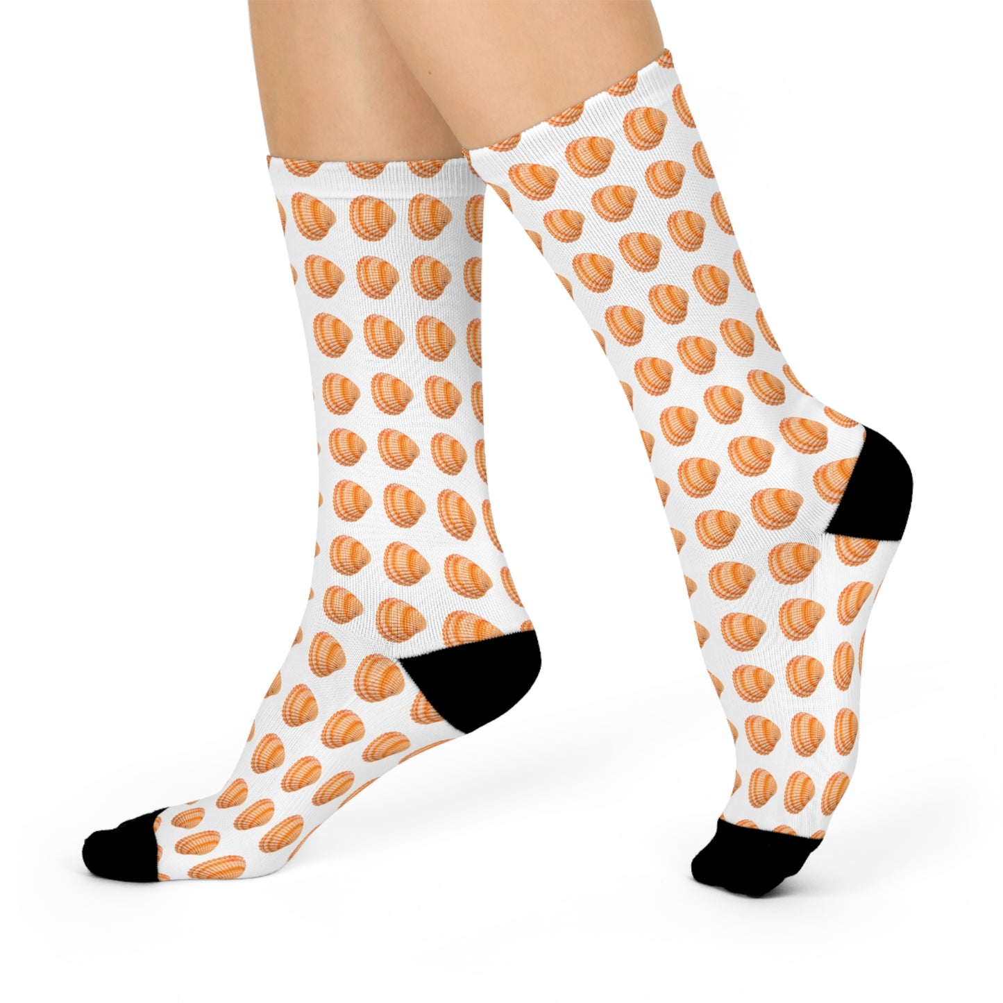 Cushioned Crew Socks - Real Orange Scallop