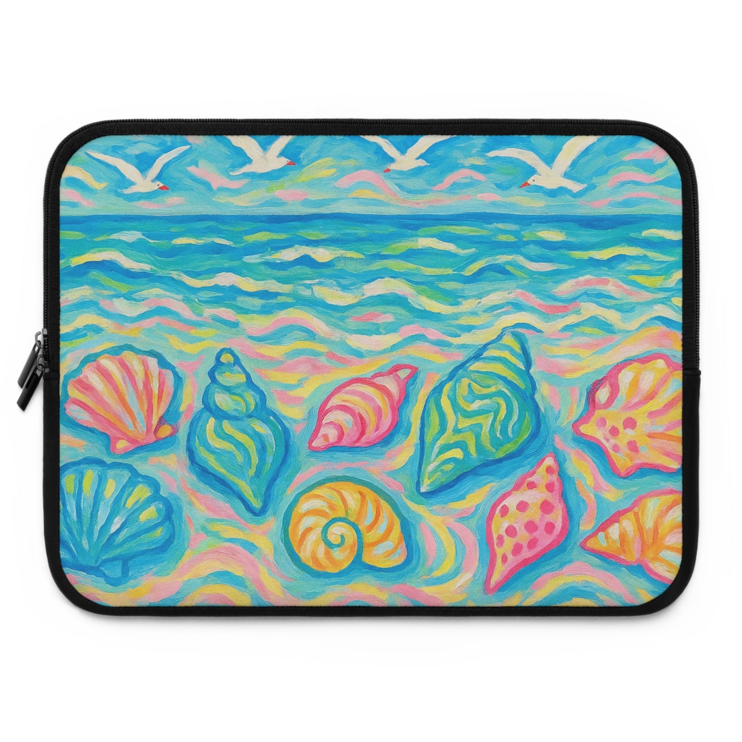Tropical Laptop Sleeve, 5 Sizes - Perfect for Ocean Lovers & Students / Glow Seashells