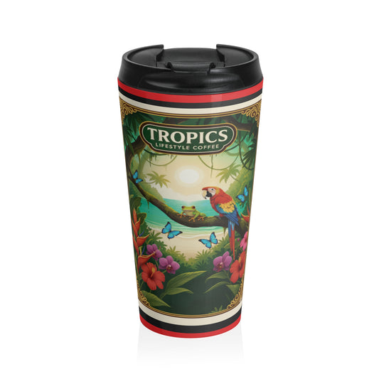 15 oz. Stainless Steel Travel Mug / Parrot & Friends, Red