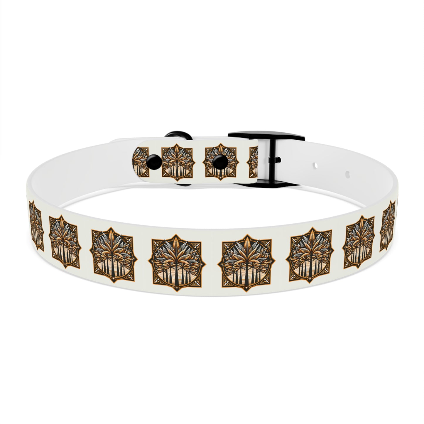 Dog Collar - Deco Palm Trees, Cinnamon