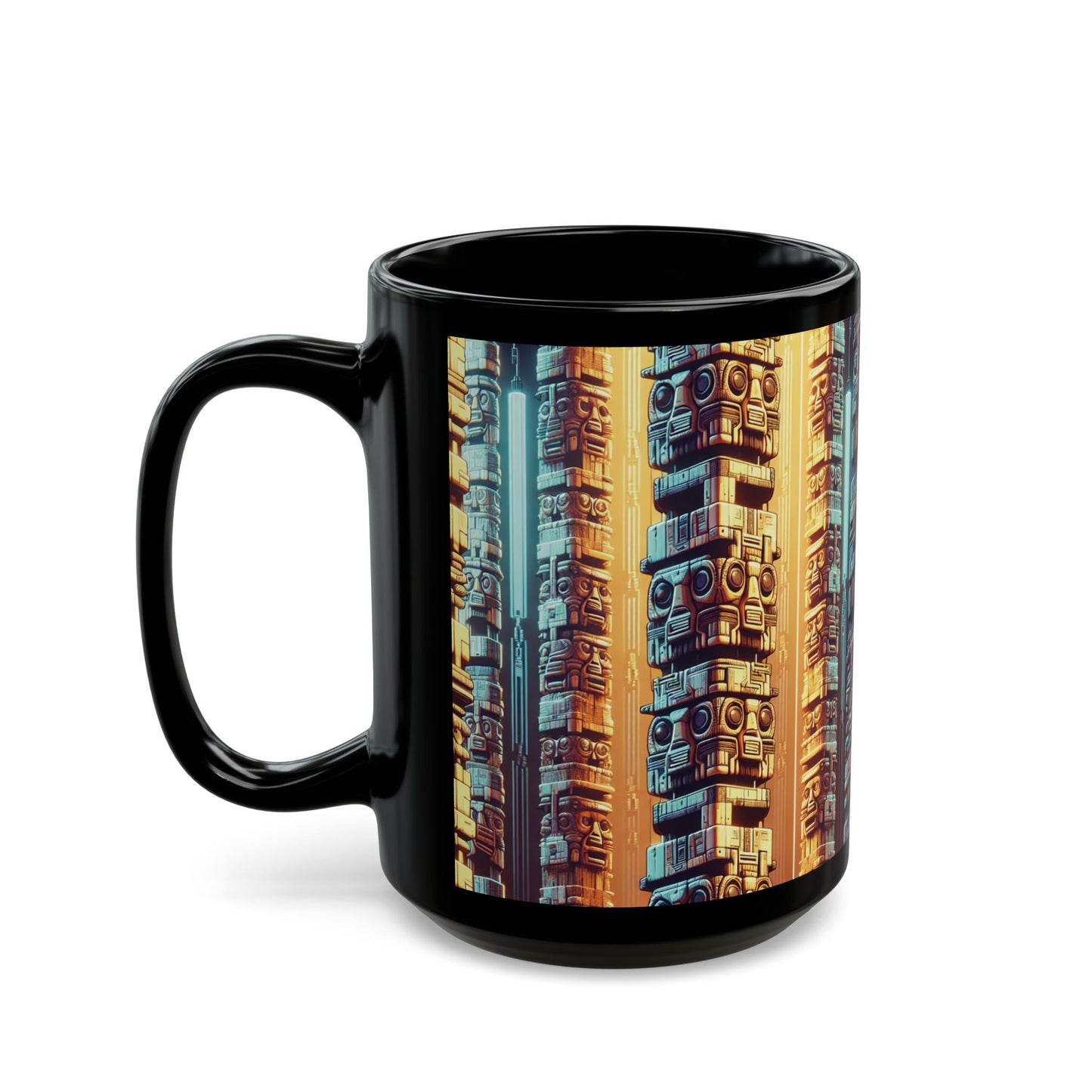 Black Coffee Mug - Techno Tiki Totems