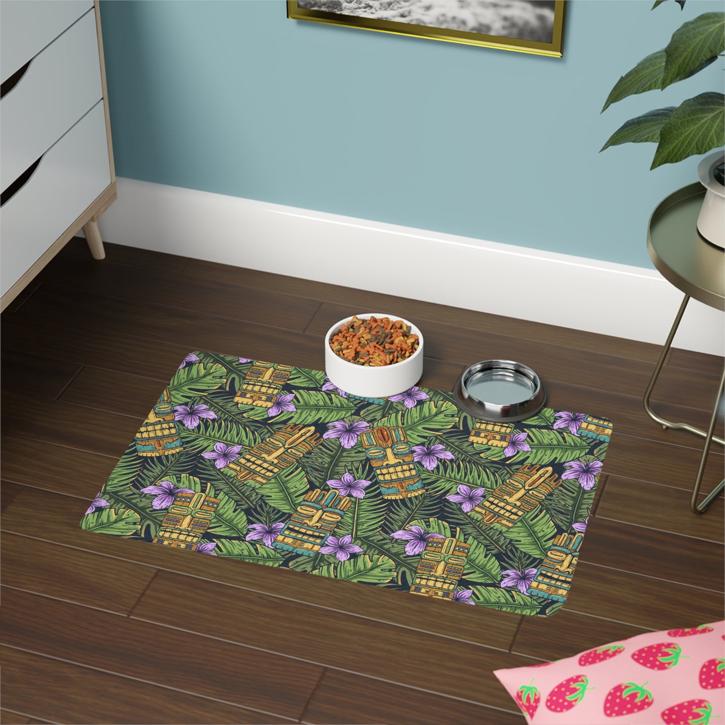 Pet Food Mat (12x18) - Tiki Purple Greenery