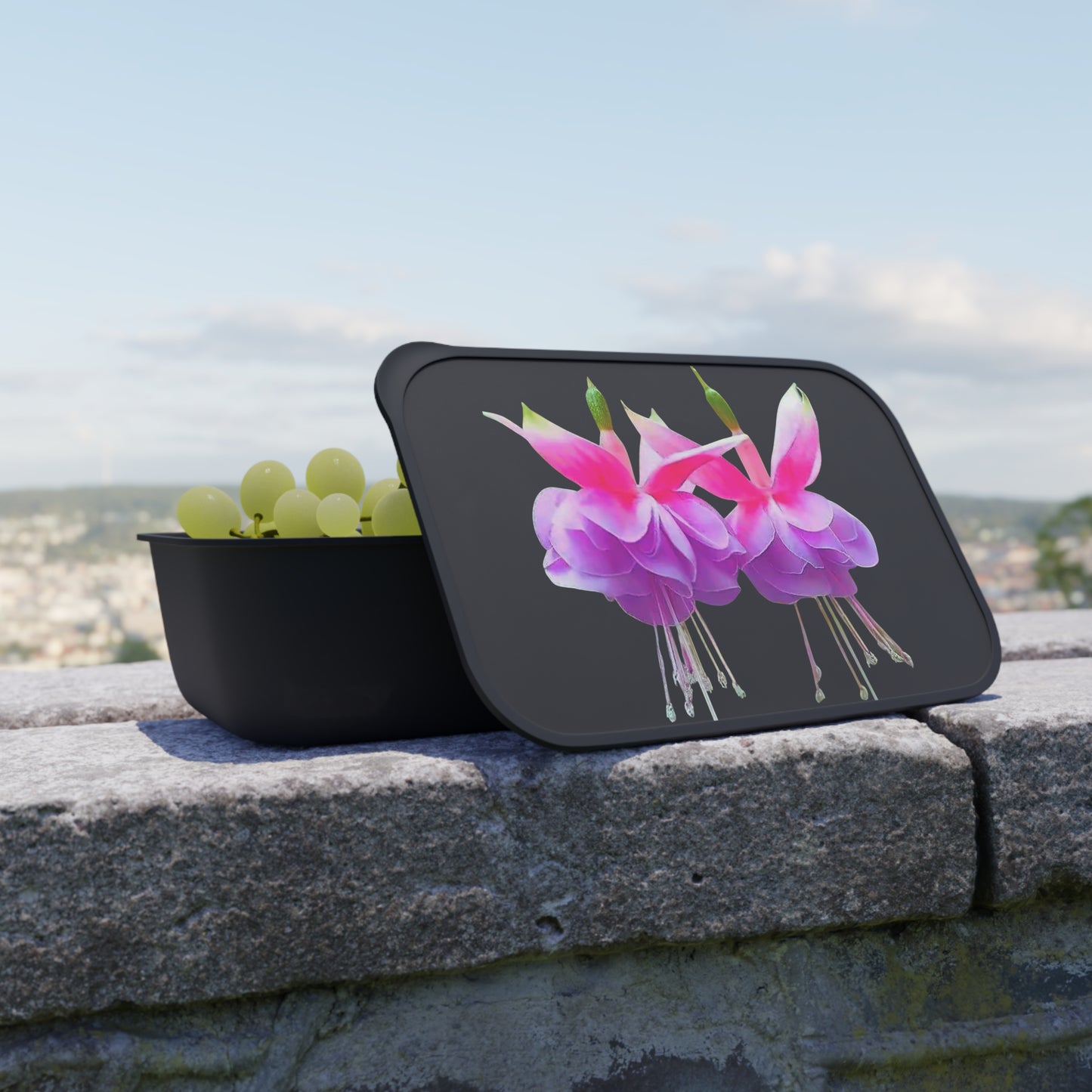 Bento Box with Utensils - Two Fuchsias