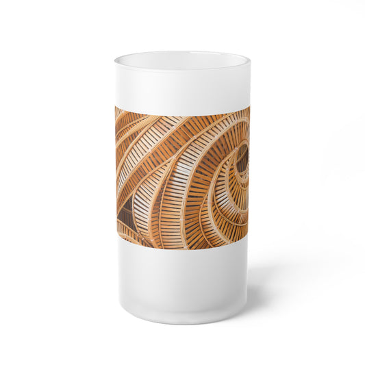 Frosted Glass Beer Mug with Bamboo Spiral Design – Perfect for Gifts and Celebrations