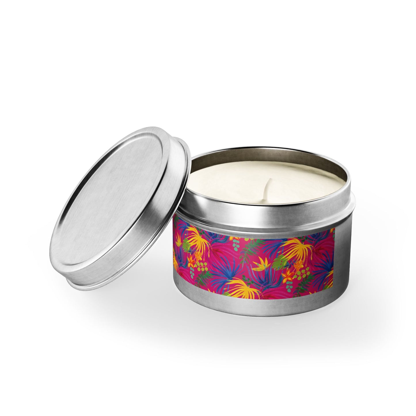 Tin Candles, 2 sizes, 3 tin colors - Exotic Flora