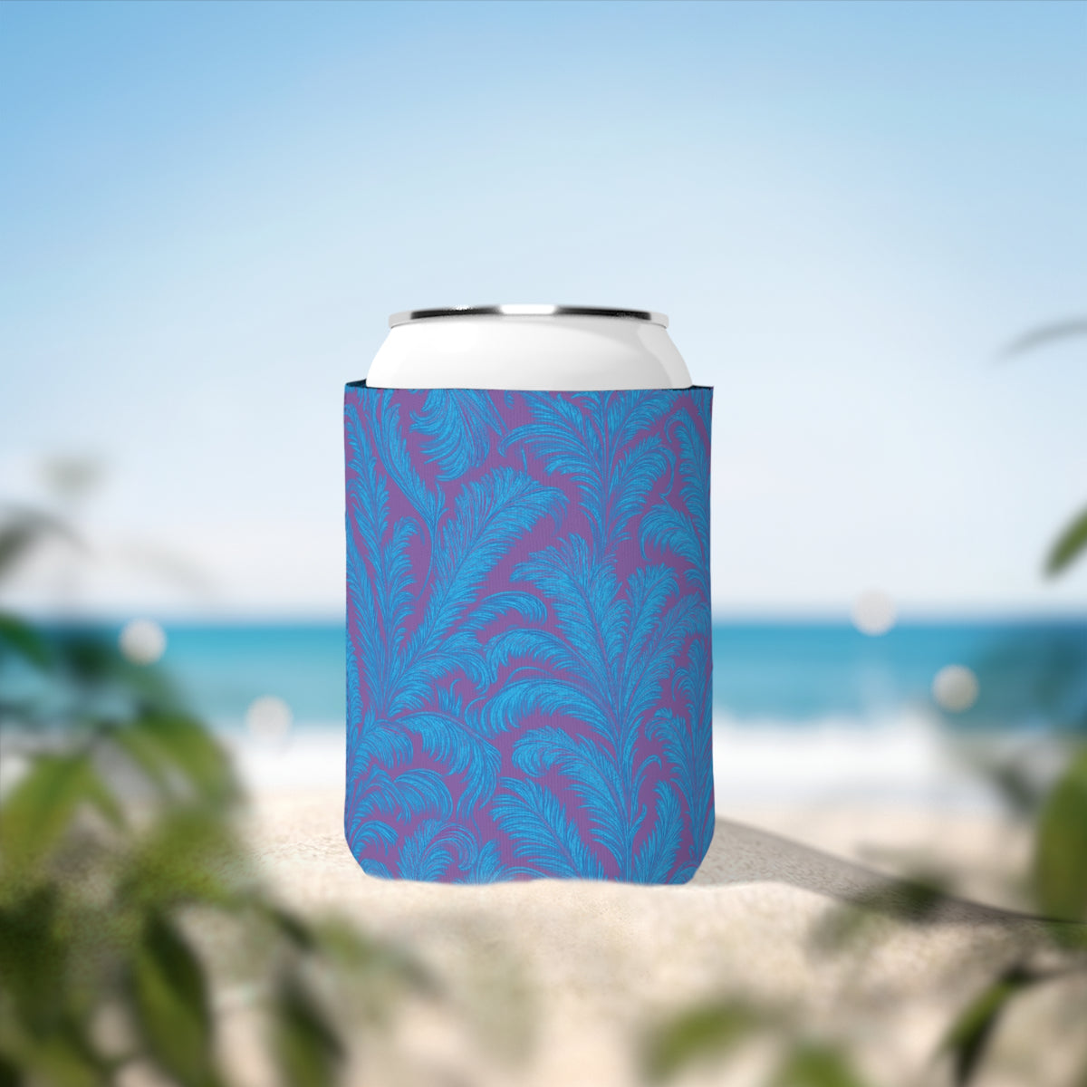 Rocco Blues/Lt. Purple Can Cooler Sleeve - Perfect for Outdoor Picnics
