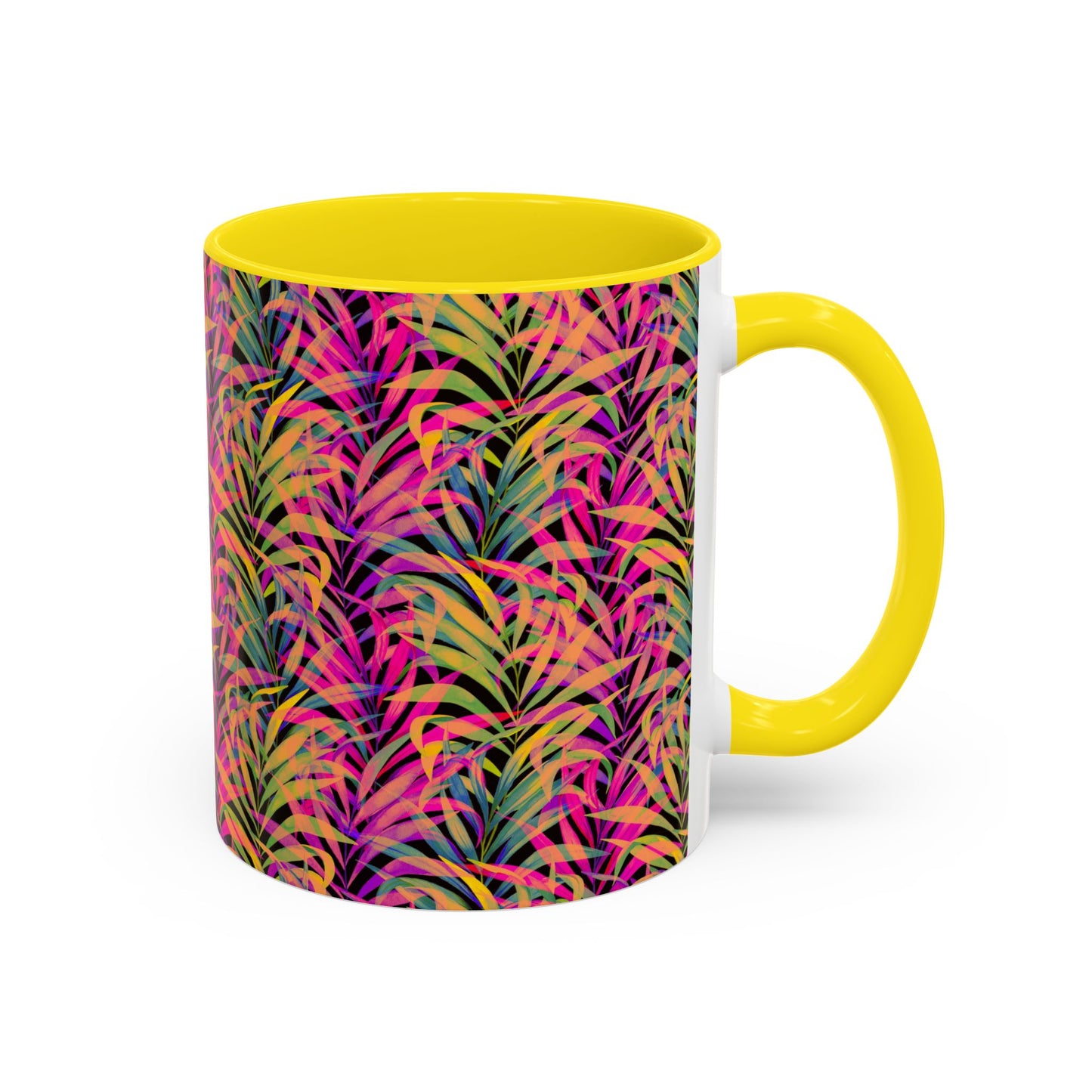 Accent Coffee Mug (11, 15oz), Rainbow Fronds / Various Colors