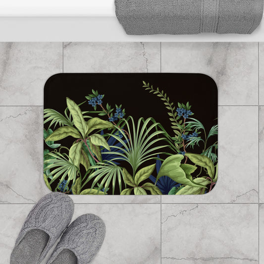 Tropical Bath Mat | Fun and Colorful Bathroom Decor / Midnight Jungle