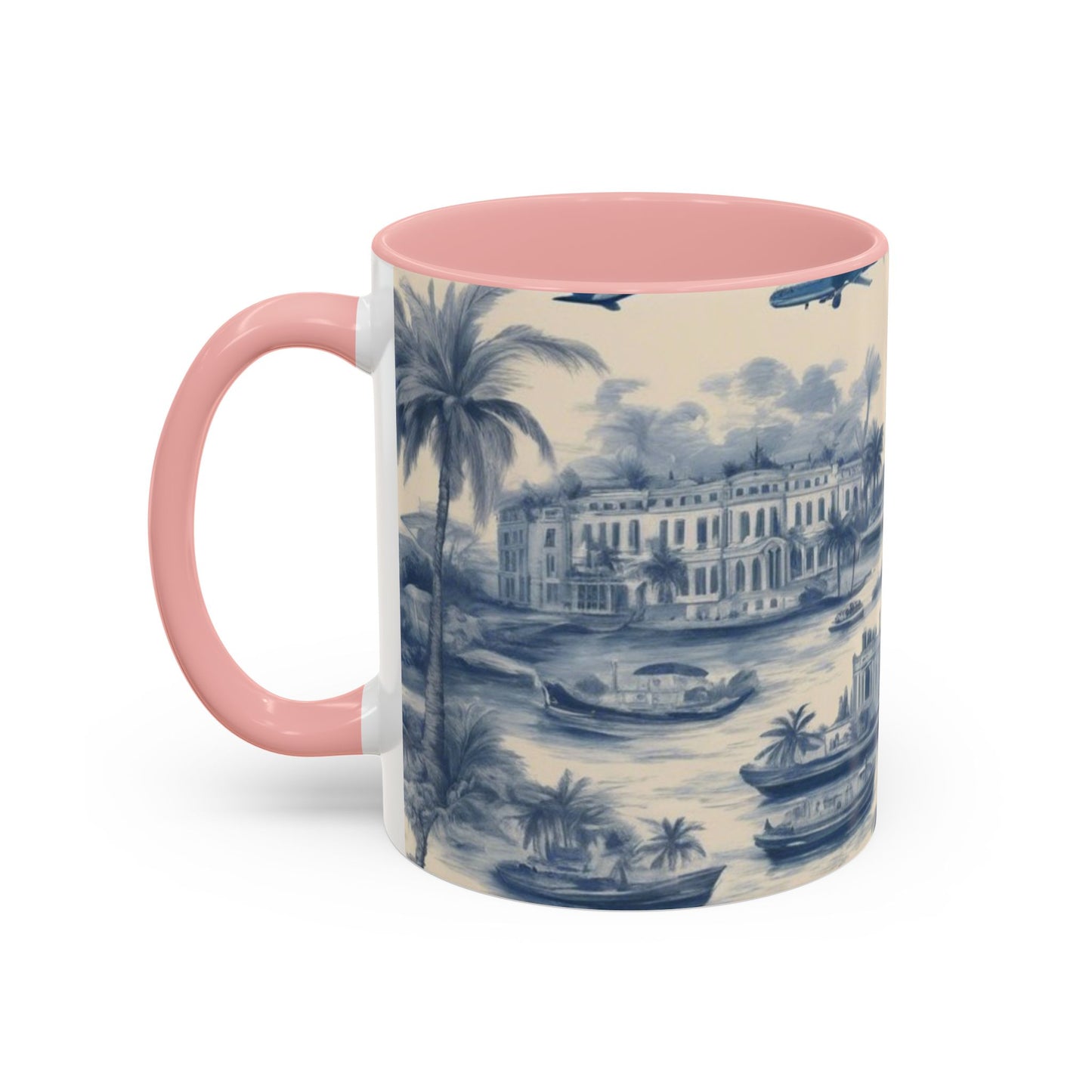 Accent Coffee Mug (11, 15oz), Tropical Travel Toile, Various Colors