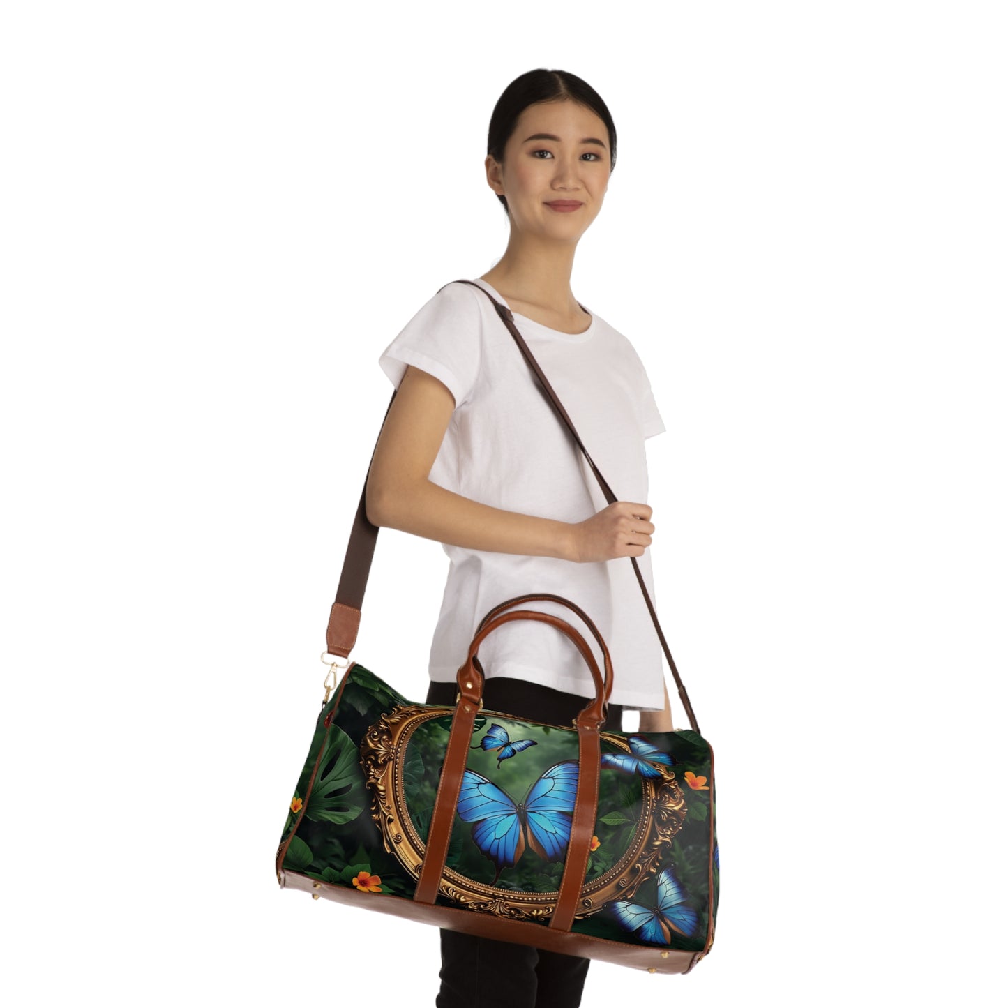 Tropical Waterproof Travel Bag - Perfect for Beach Getaways / Framed Morpho Butterfly Dancers