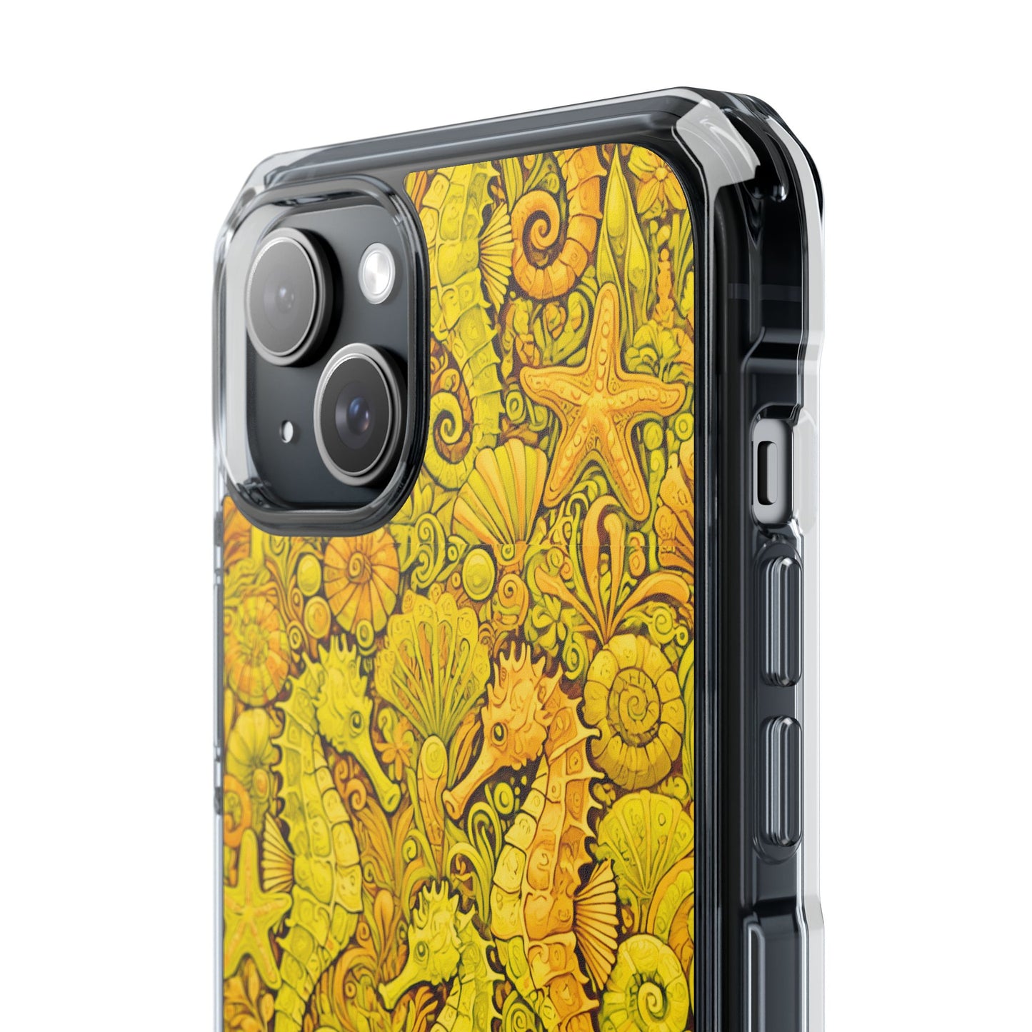 Seahorses/Yellow Magnetic Clear Phone Case, Many Models