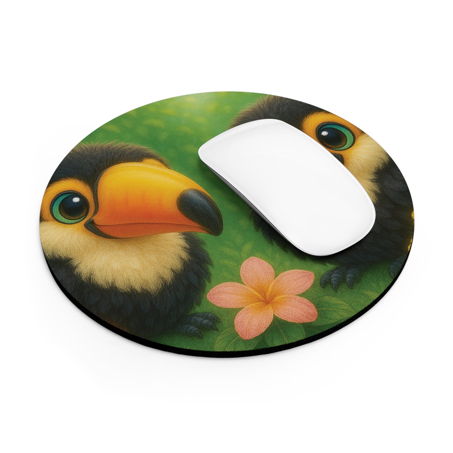 Tropical Mouse Pad, 2 Shapes - Beach Vibes for Home Office & Gamer / Baby Toucans