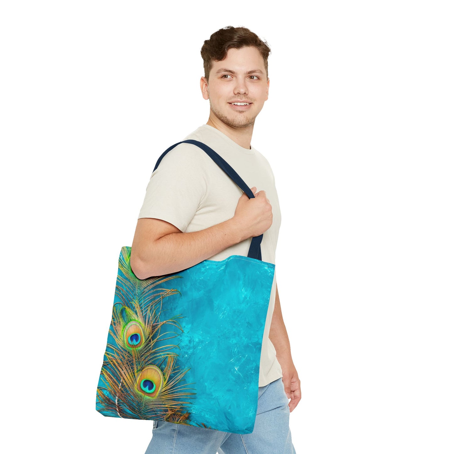 Peacock Turquoise Glow Tote Bag - 3 Sizes