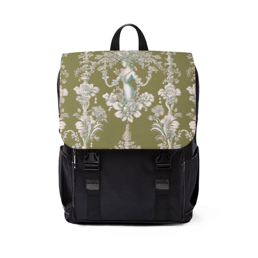 Tropical Casual Backpack - Perfect for Everyday Adventures / Pearl Lady Toile, Highborn Green