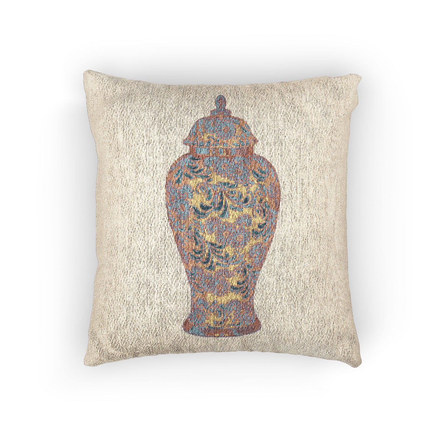 Woven Pillow, 17"W x 18"L ~ Tropical Ginger Jar