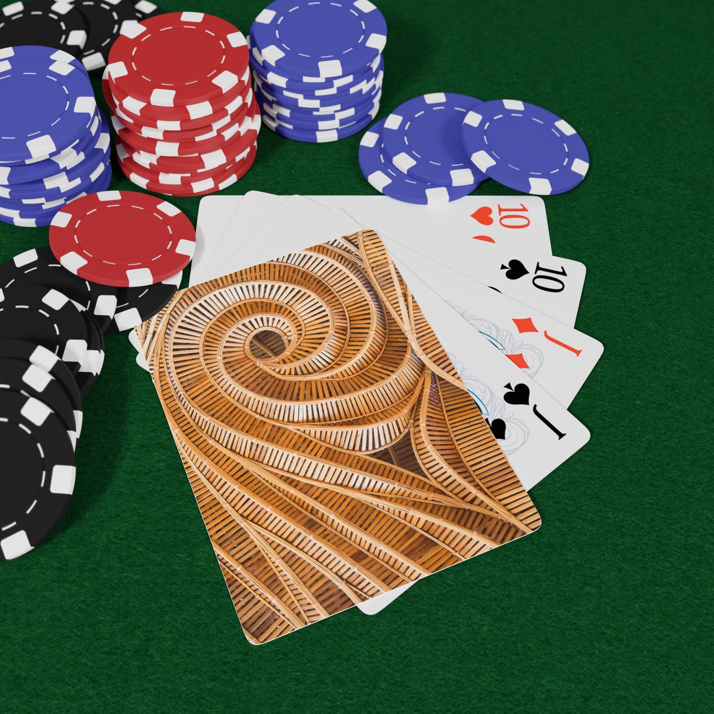 Poker Playing Cards -  Natural Bamboo Spiral