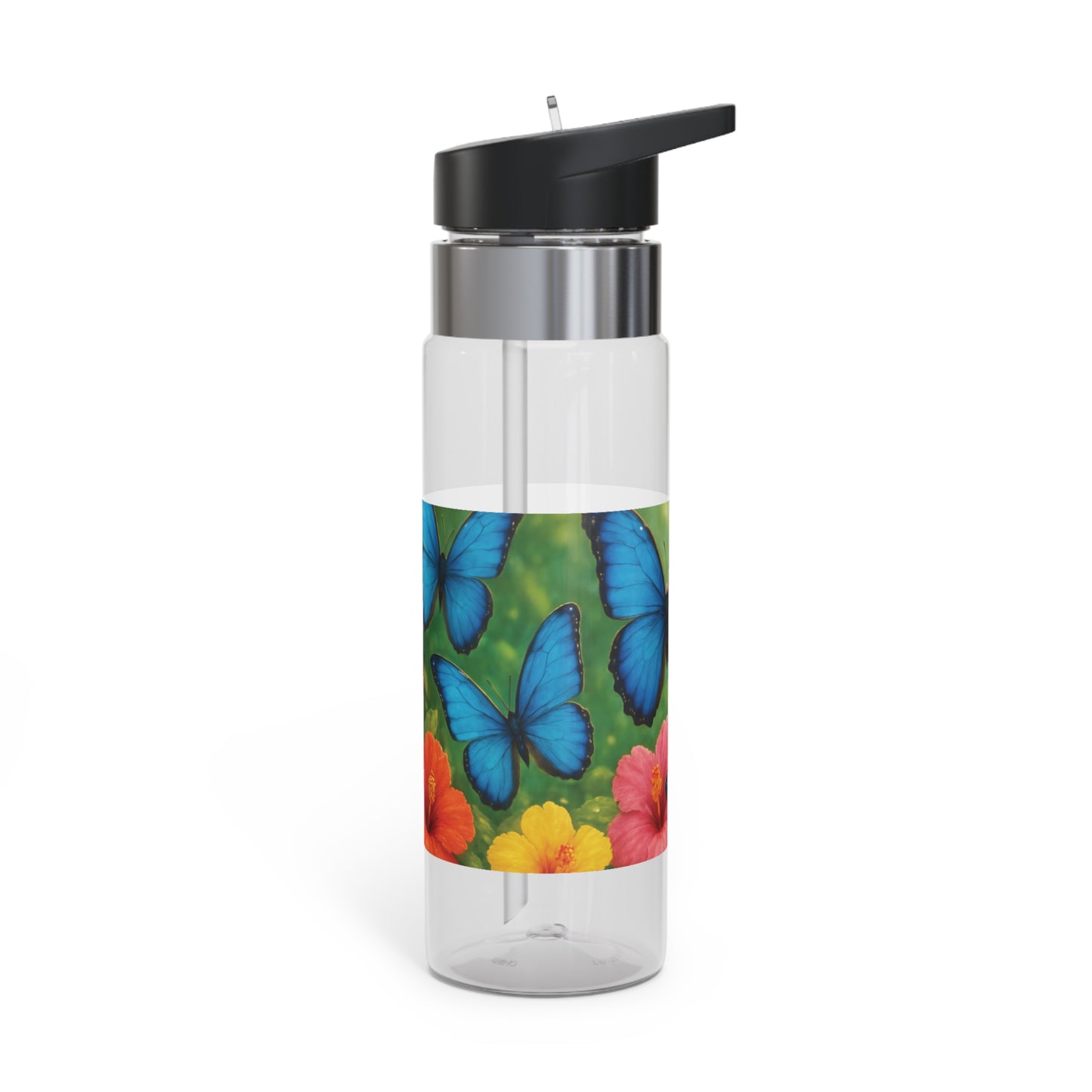 Tropical 20oz Tritan Sport Water Bottle -  Leakproof, Lightweight, BPA-Free / Morpho Butterflies Flight