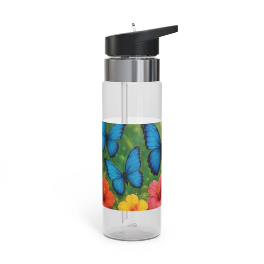 Tropical 20oz Tritan Sport Water Bottle -  Leakproof, Lightweight, BPA-Free / Morpho Butterflies Flight