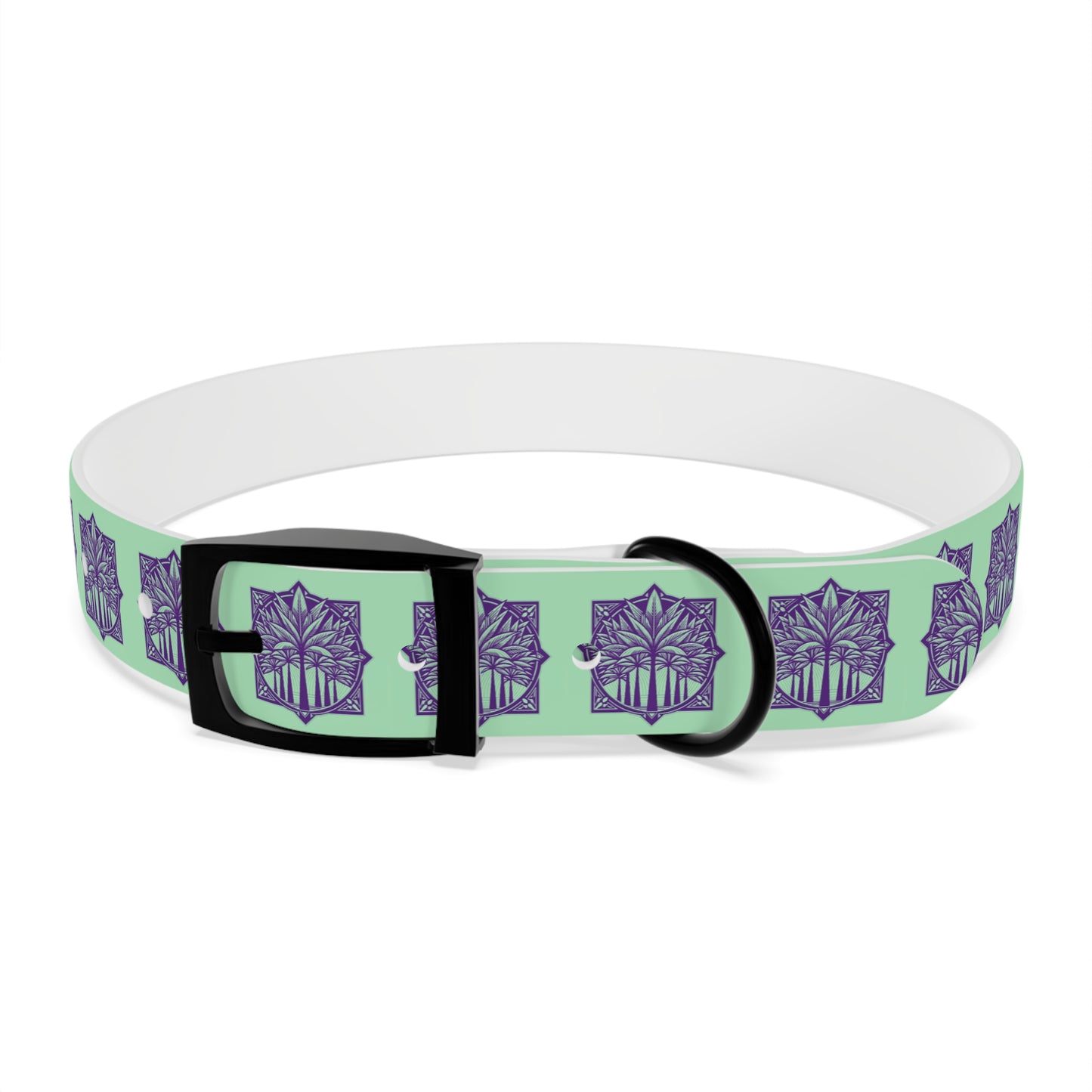 Dog Collar - Deco Palm Trees, Mint Green