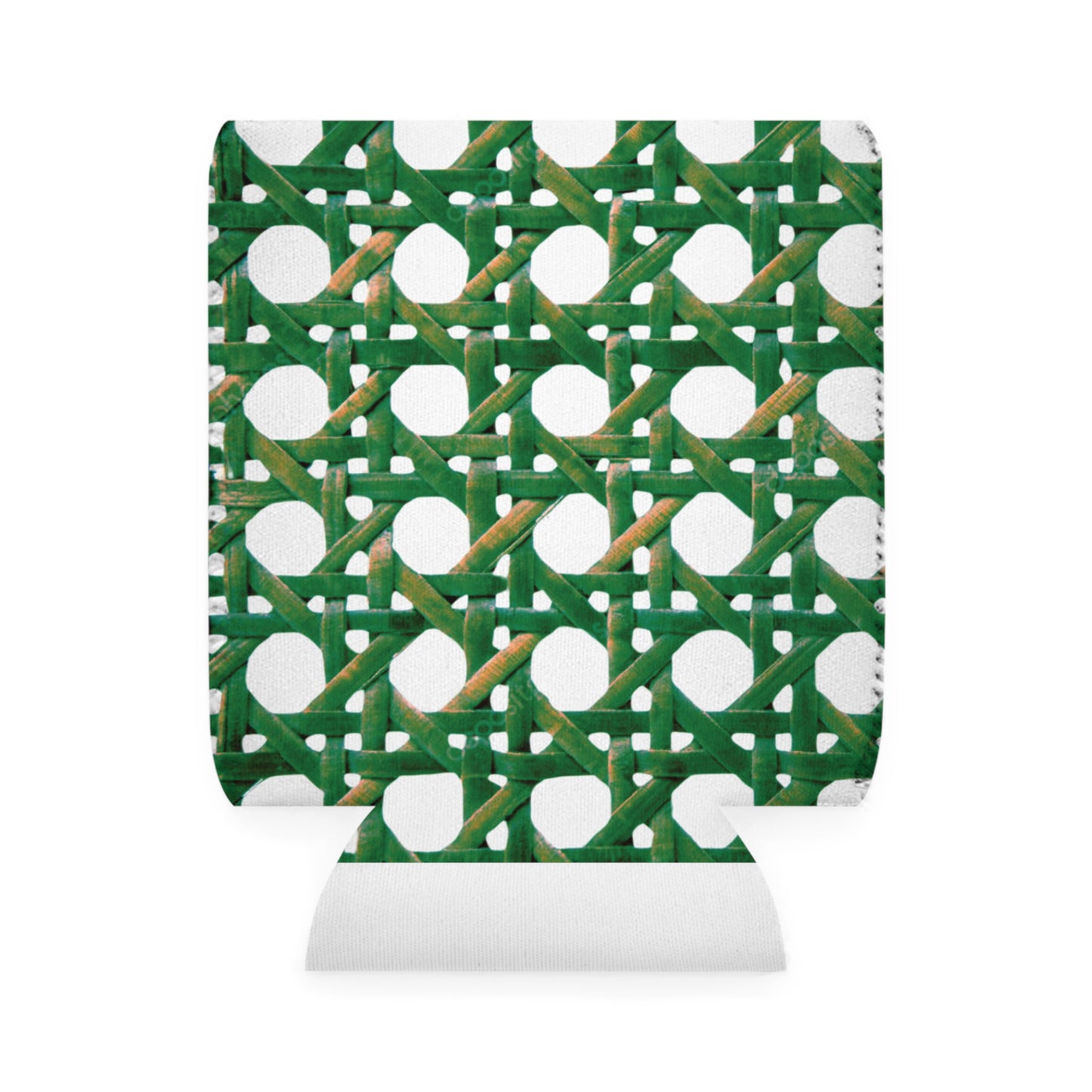 Beach Chair Wicker/Green Can Cooler Sleeve - Perfect for Outdoor Picnics