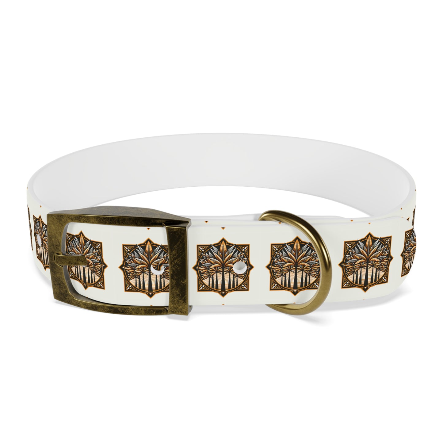 Dog Collar - Deco Palm Trees, Cinnamon