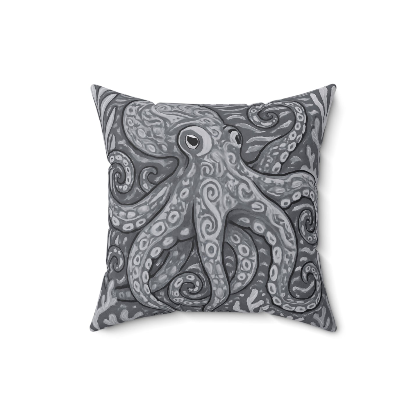 Decorative Pillow - Accent Cushion, 4 Sizes / Octopus Kraken Joe, Noir