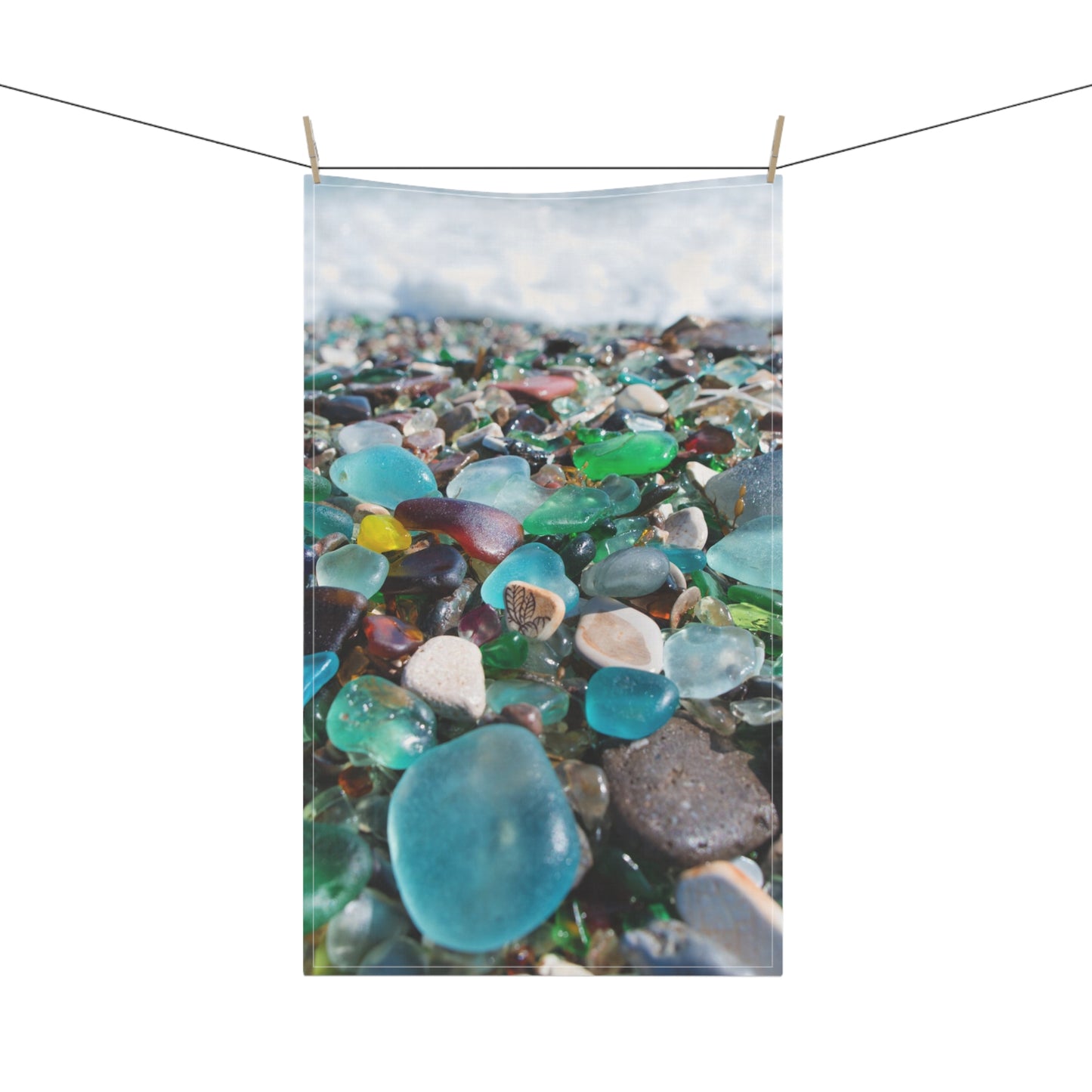 Tea Towels (cotton, poly), Beach Glass Along Shoreline