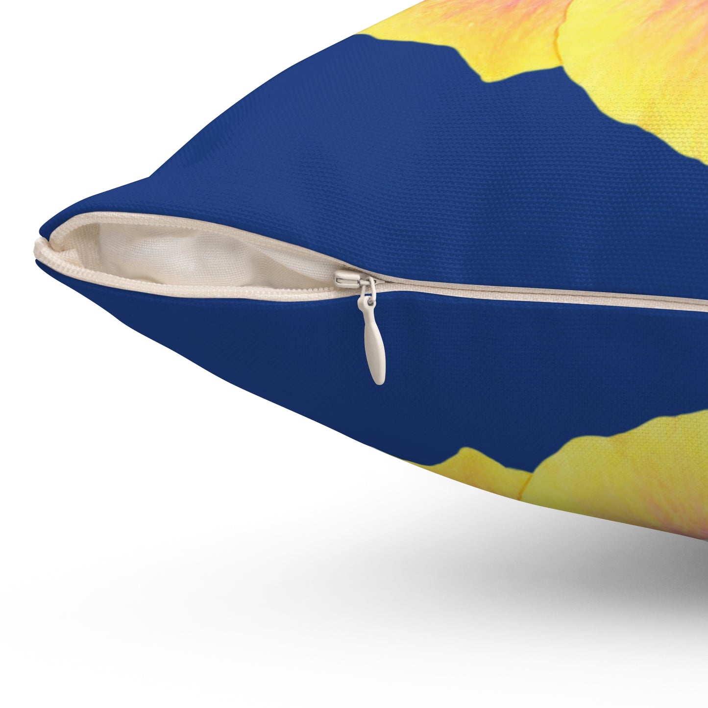 Decorative Pillow - Accent Cushion, 4 Sizes / Photo Yellow Hibiscus, Navy Blue