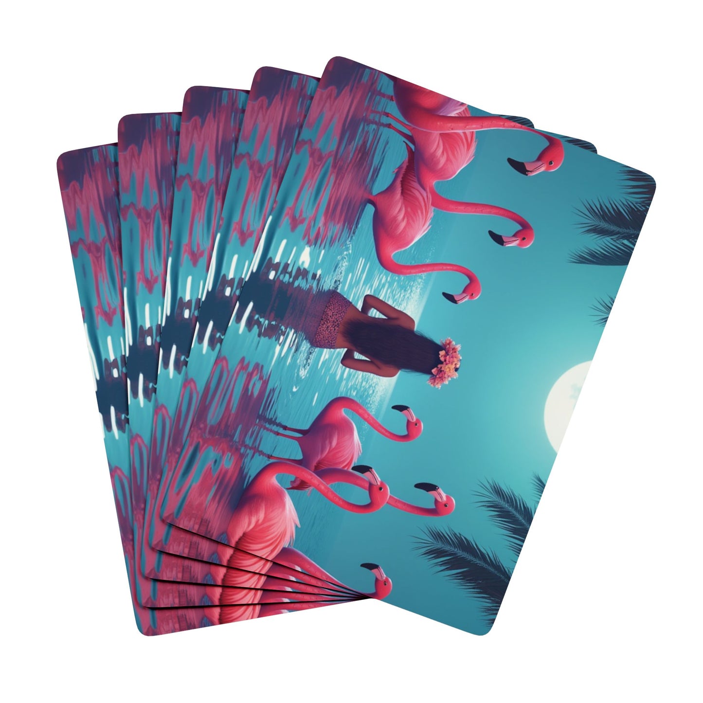 Poker Playing Cards - Moonlit Mermaid and Flamingos