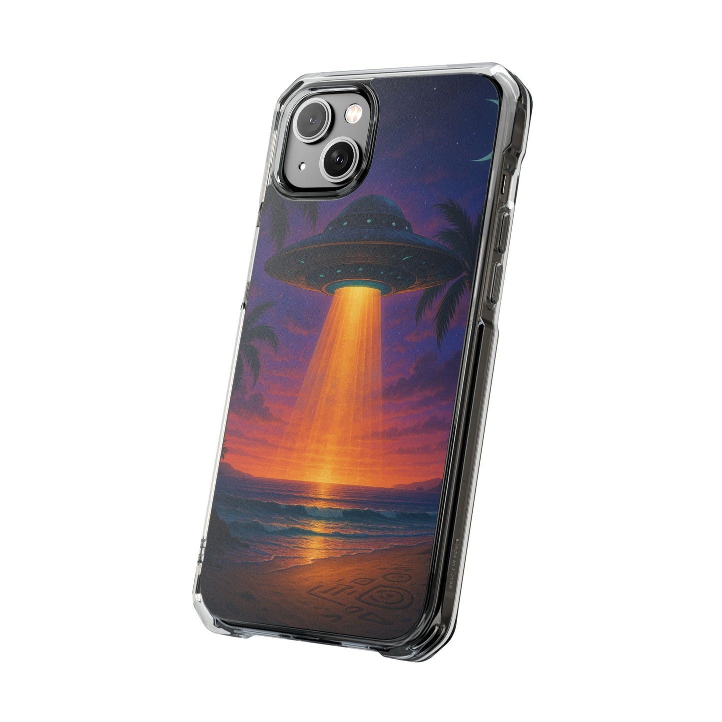 Beach UFO at Night Magnetic Clear Phone Case, Many Models
