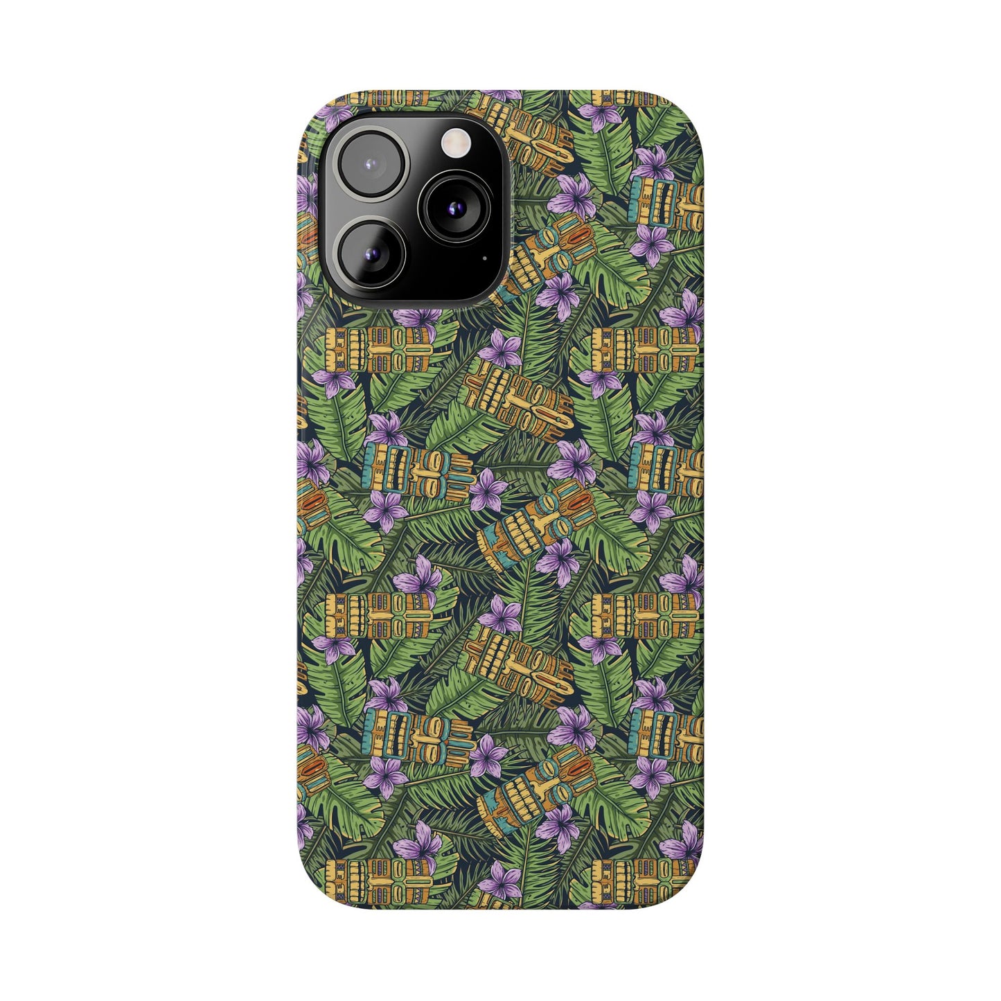 Slim Phone Cases - Tiki Purple Greenery