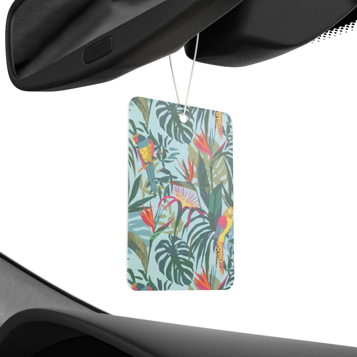 Car Air Freshener - Parrots in Blue Hues Rainforest