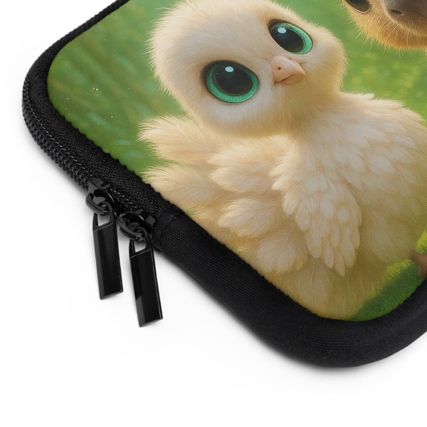 Tropical Laptop Sleeve, 5 Sizes - Perfect for Beach Lovers & Students / Baby White Peacock and Baby Capybara