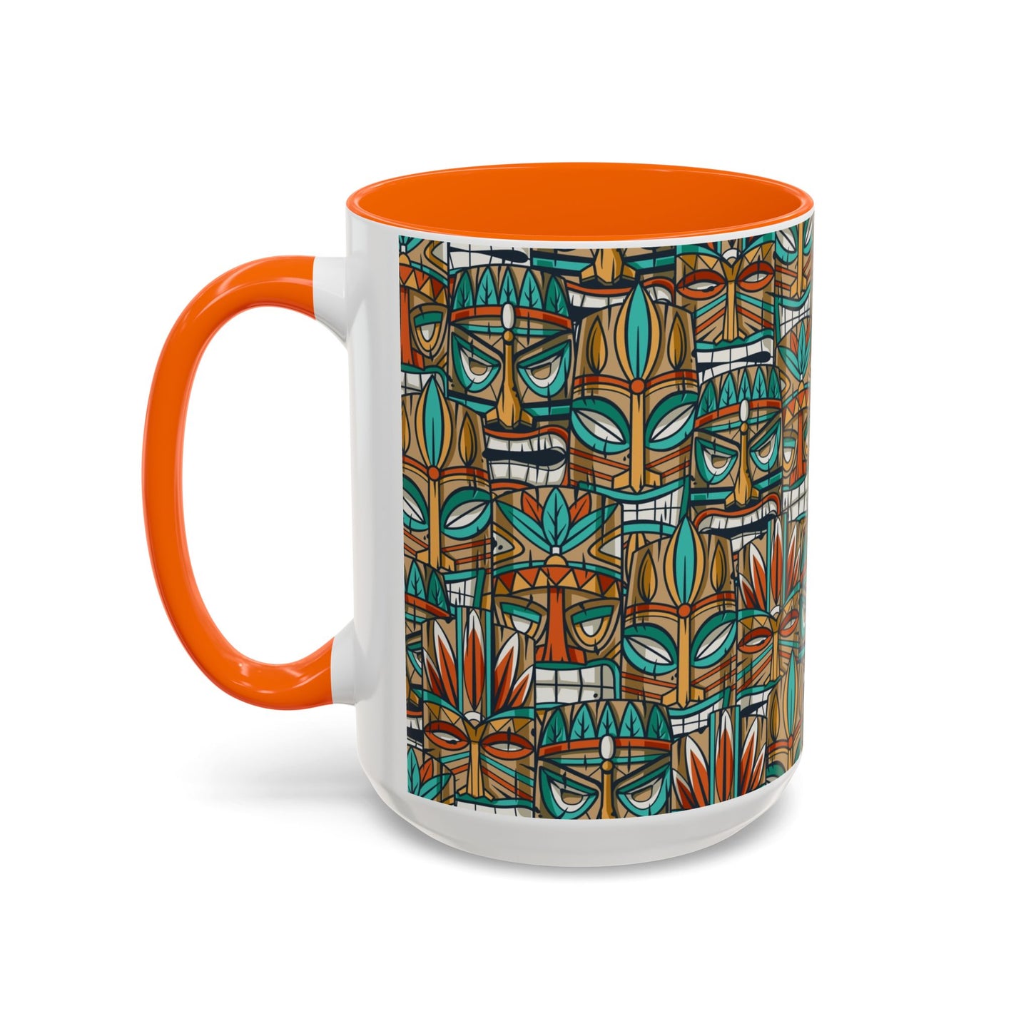 Accent Coffee Mug (11, 15oz), 8 Colors - Turquoise Tiki Party