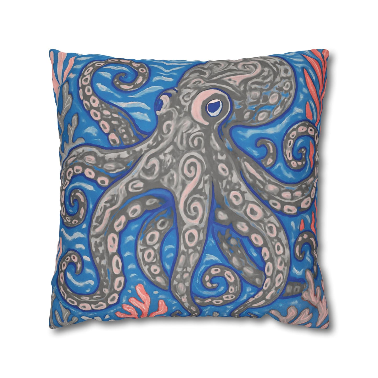 Faux Suede Square Pillowcase - Slate Kraken Joe