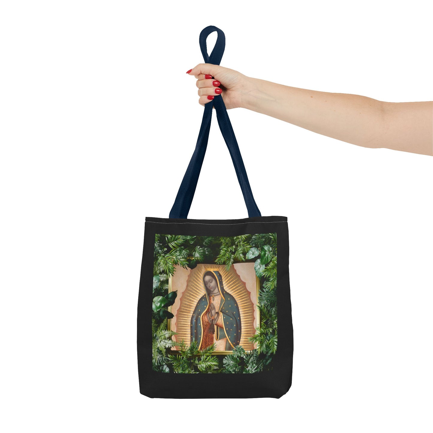 Religious Our Lady of Guadalupe Tropical Tote Bag/Black - 3 Sizes