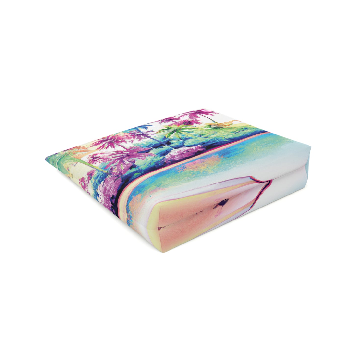 Tropical Cotton Cosmetic Bag, Makeup Pouch, 5 Sizes / Watercolor Beach