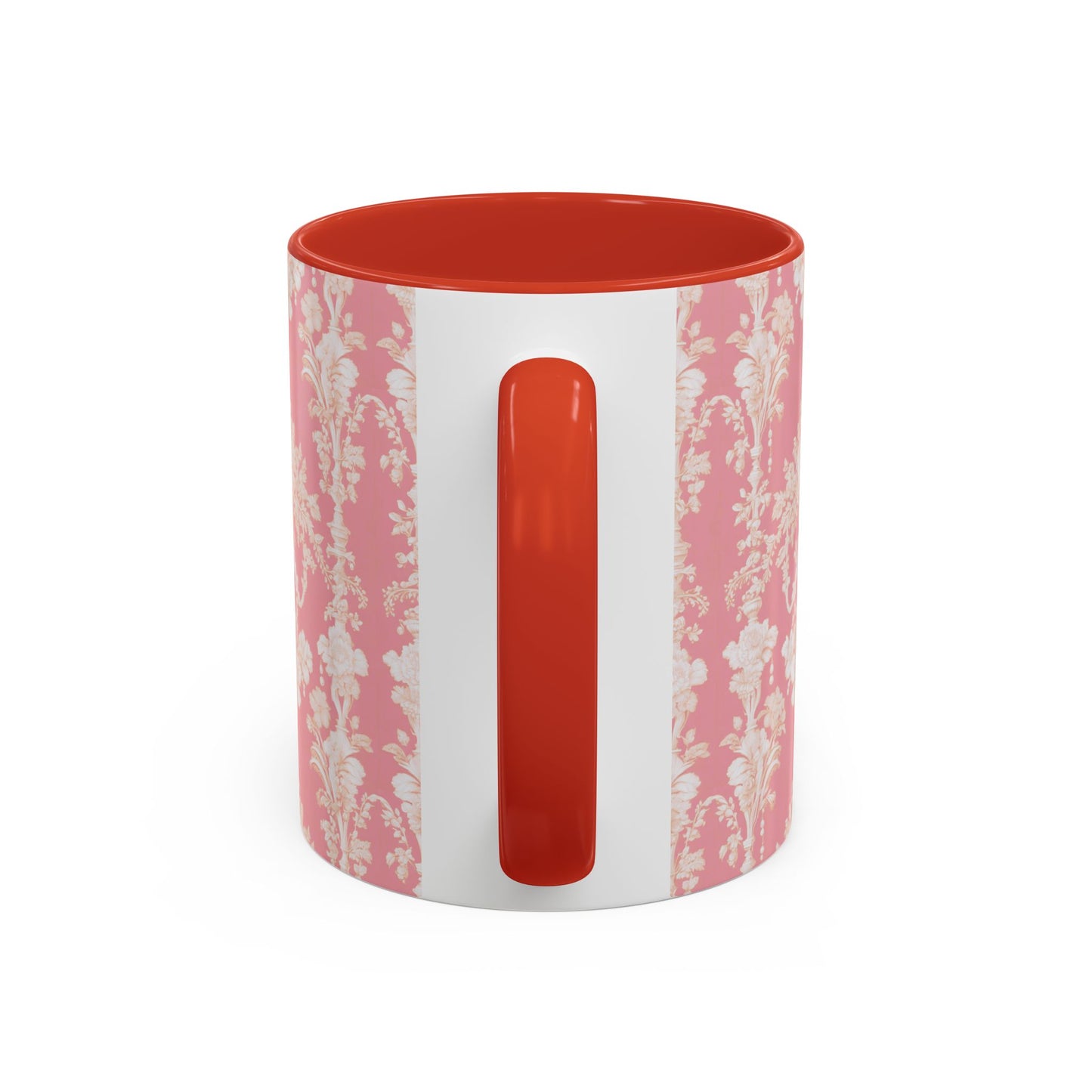 Accent Coffee Mug (11, 15oz), Pearl Lady Toile/Hibiscus Pink Repeat, Various Colors