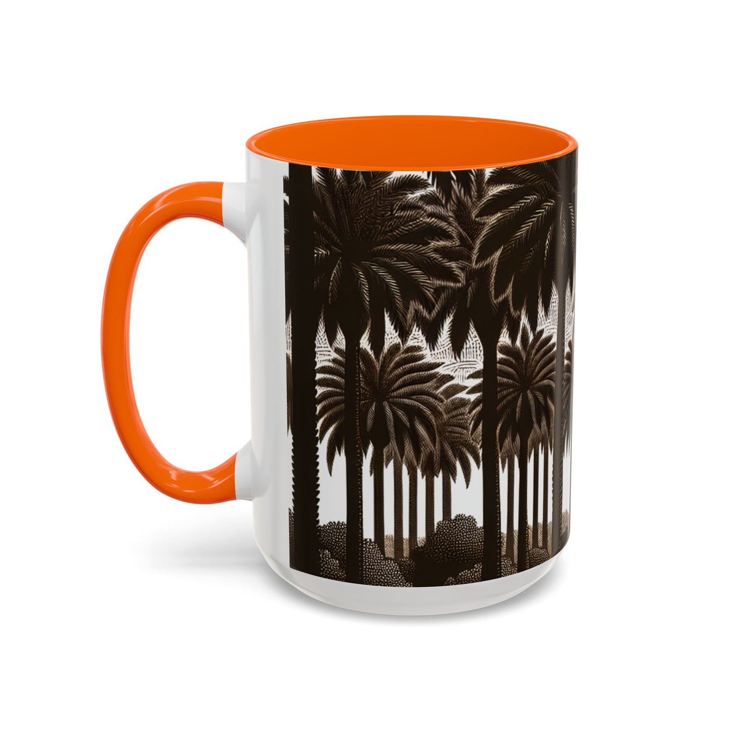 Accent Coffee Mug (11, 15oz) - Woodcut Palm Grove