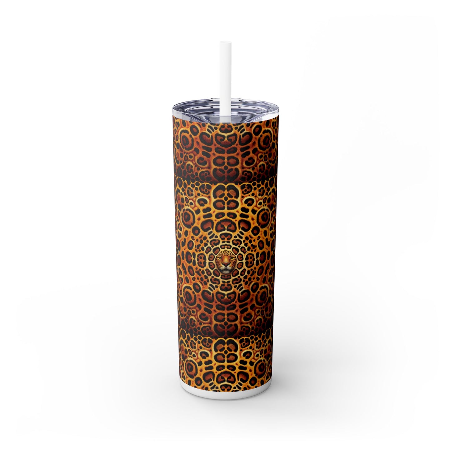 Kaleido Jaguar Spots, Skinny Matte Tumbler with Straw - 20oz Beach Vibes