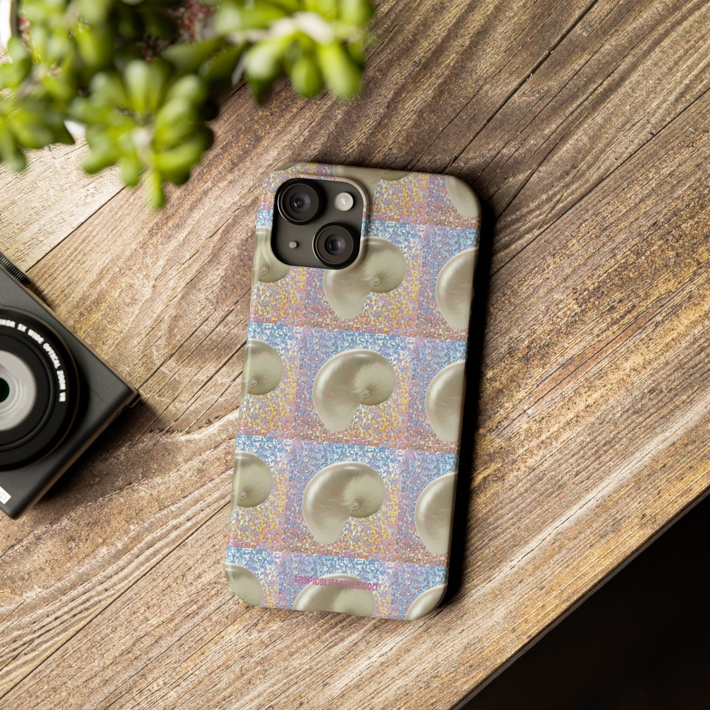 Slim Phone Cases - Disco White Nautilus