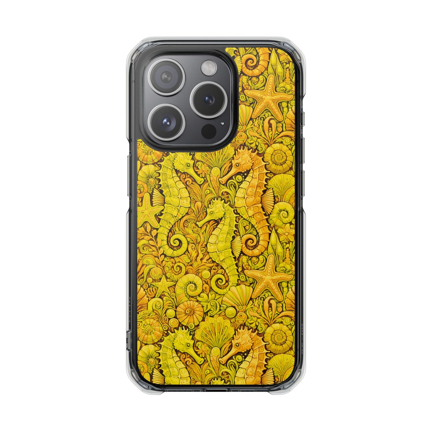 Seahorses/Yellow Magnetic Clear Phone Case, Many Models