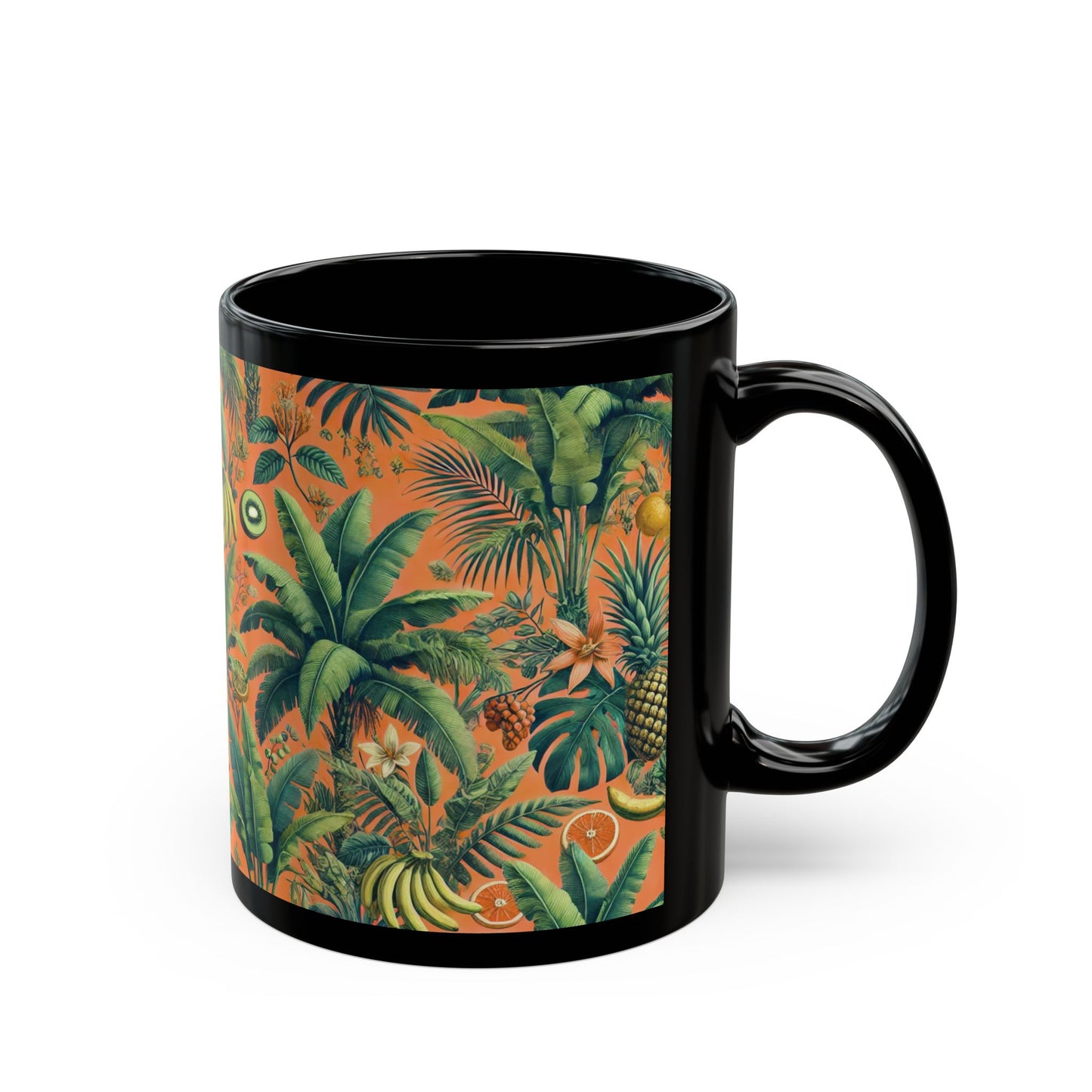 Black Coffee Mug - Tropical Fruit, Orange