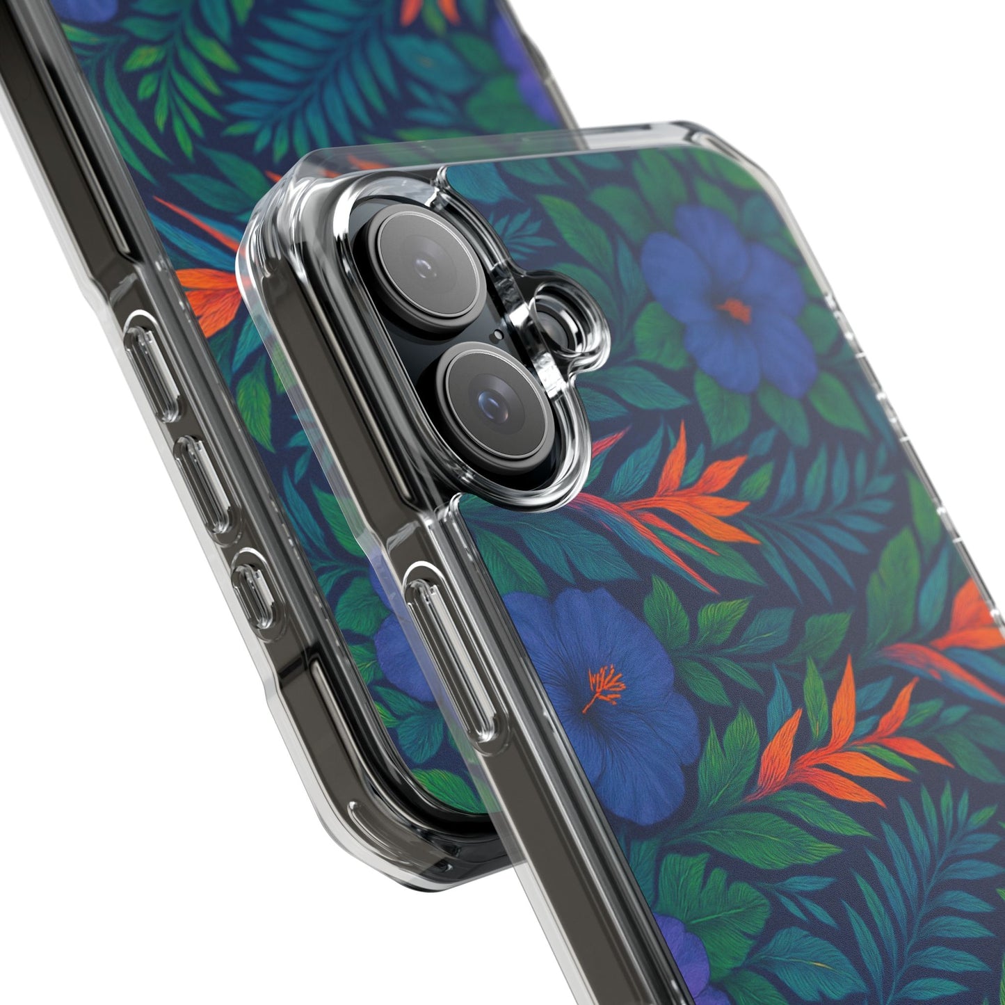 Midnight Flower Navy Magnetic Clear Phone Case, Many Models