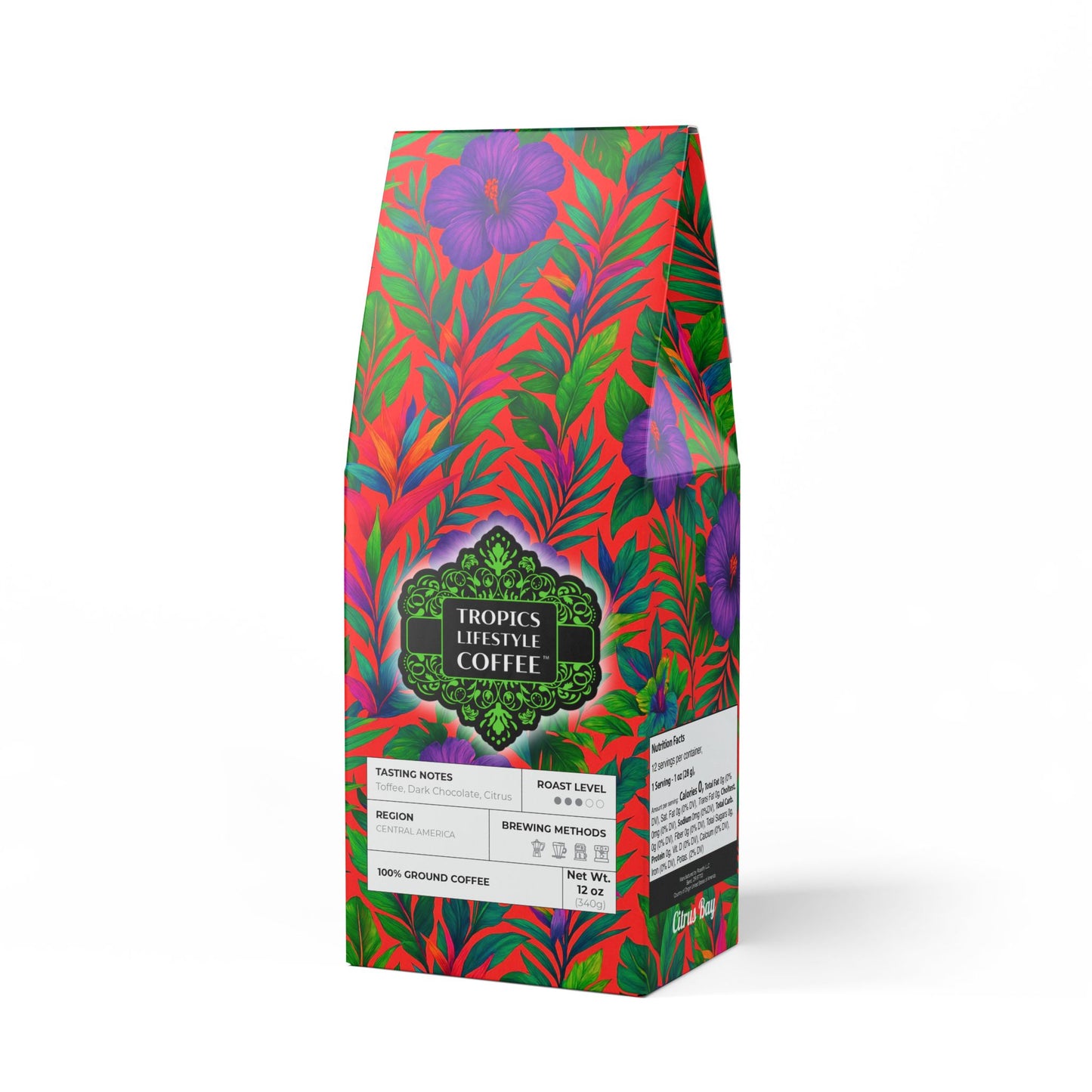 Citrus Bay Blend™ (Medium Roast) Specialty Grade Craft Coffee / Midnight Flowers, Coral