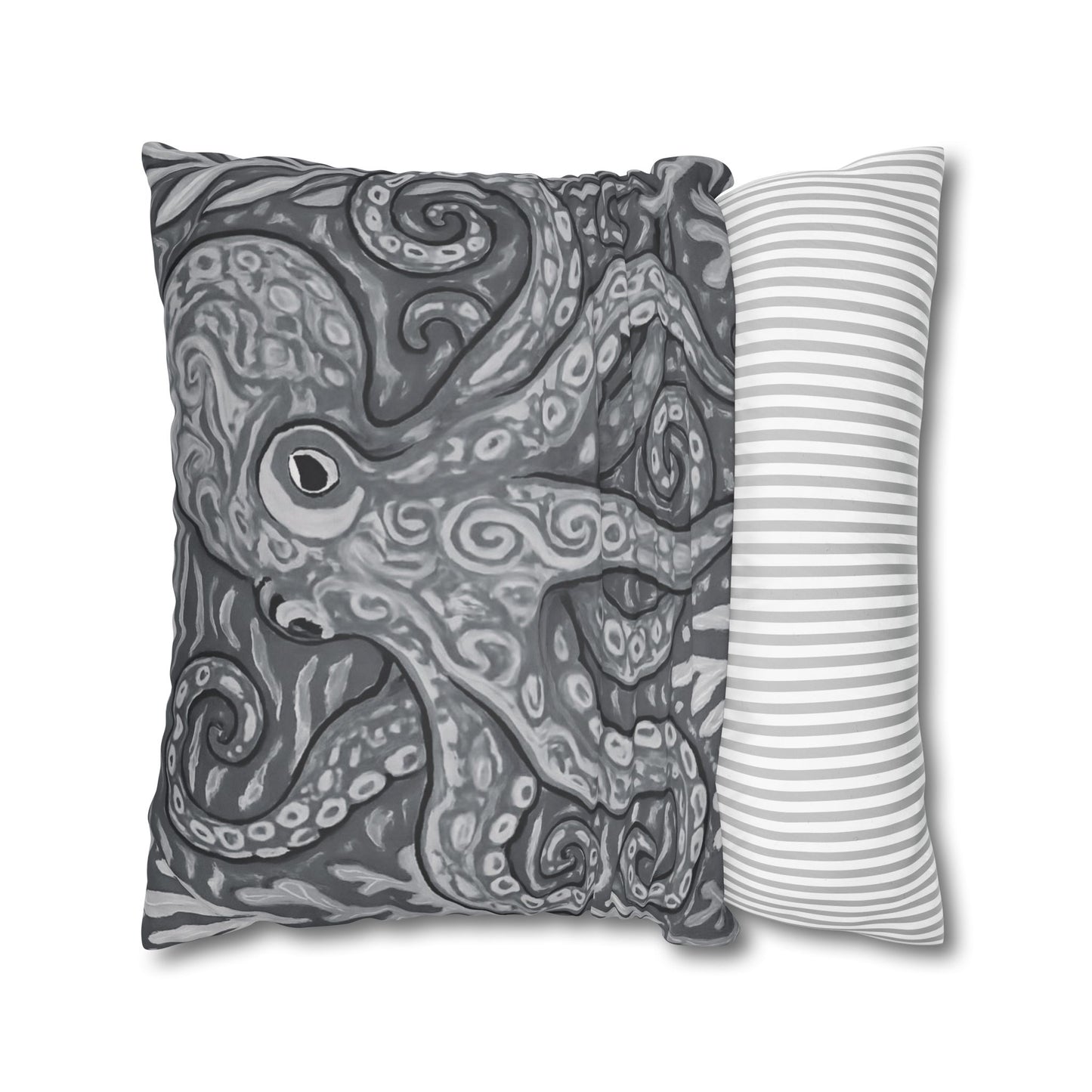 Faux Suede Square Pillowcase - Noir Kraken Joe