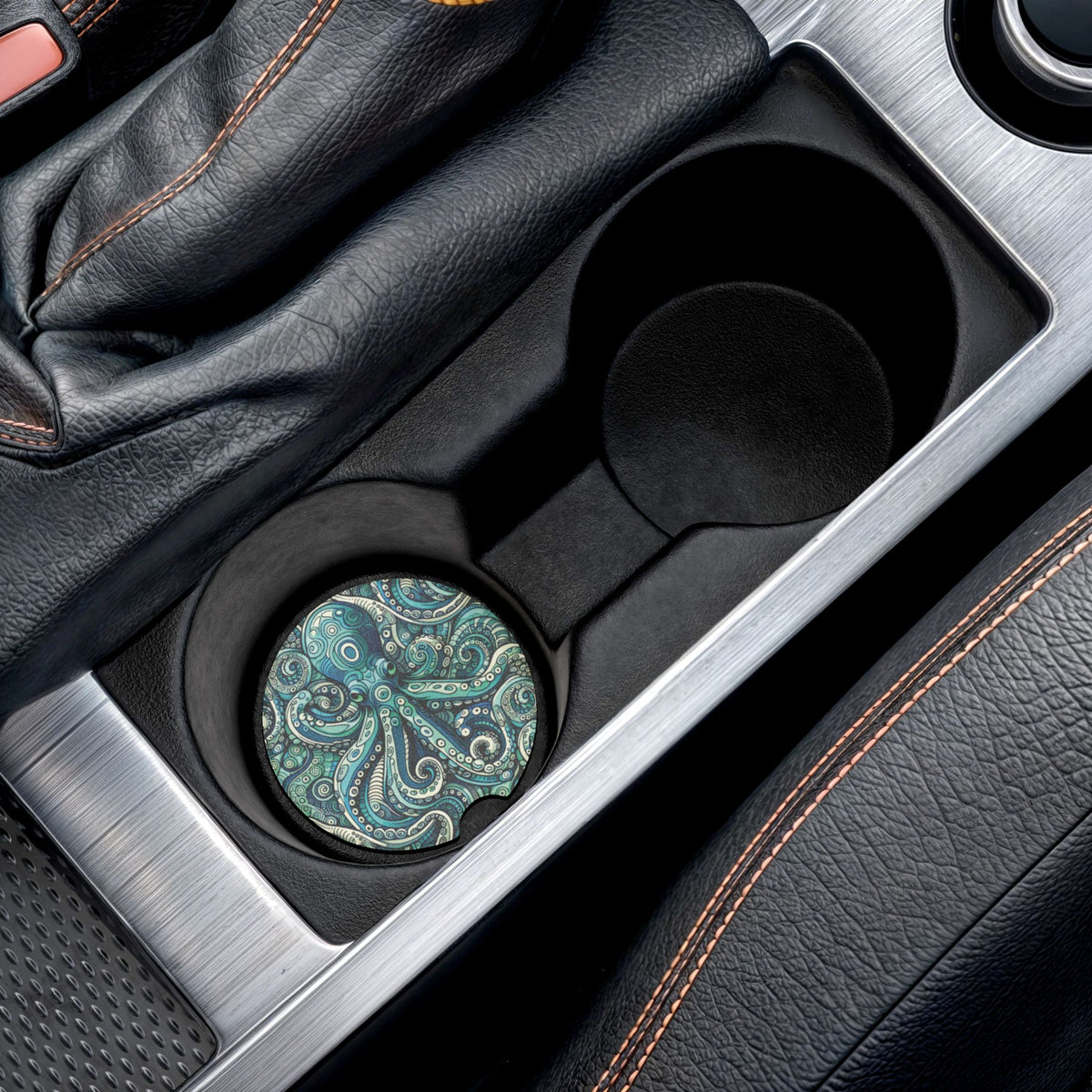 Soapstone Car Coaster - Aqua Octopus