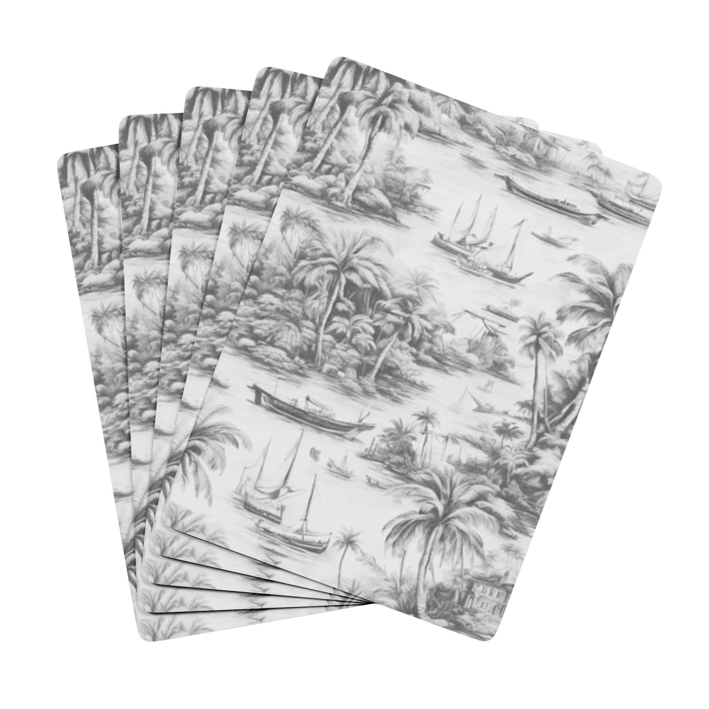 Poker-Sized Playing Cards - Tropical Toile #1 soft black