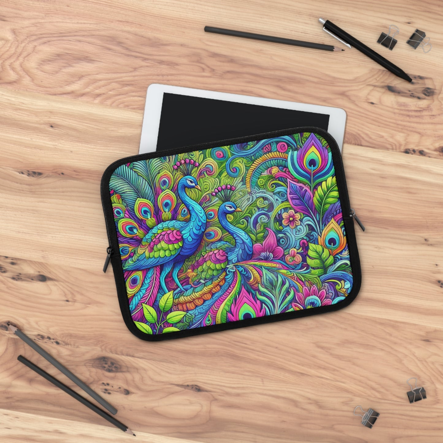 Tropical Laptop Sleeve, 5 Sizes - Perfect for Beach Lovers & Students / Rainforest Peacocks POP